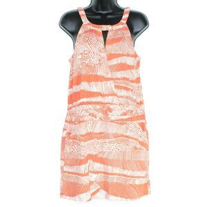 BCBGMaxazria Dress Boho Feminine Tropical Summer Beachy Mini Orange White Small
